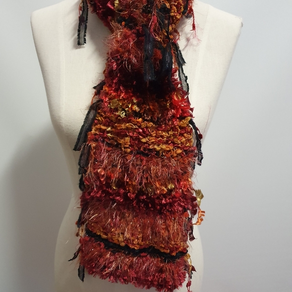 Multicoloured Warm fluffy Wool Knitted Scarf - Picture 4 of 7